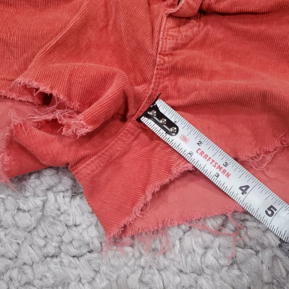 BDG Urban Outfitters Low Slung Corduroy Cutoff Shorts Size 30 Coral Orange Pink - Image 13