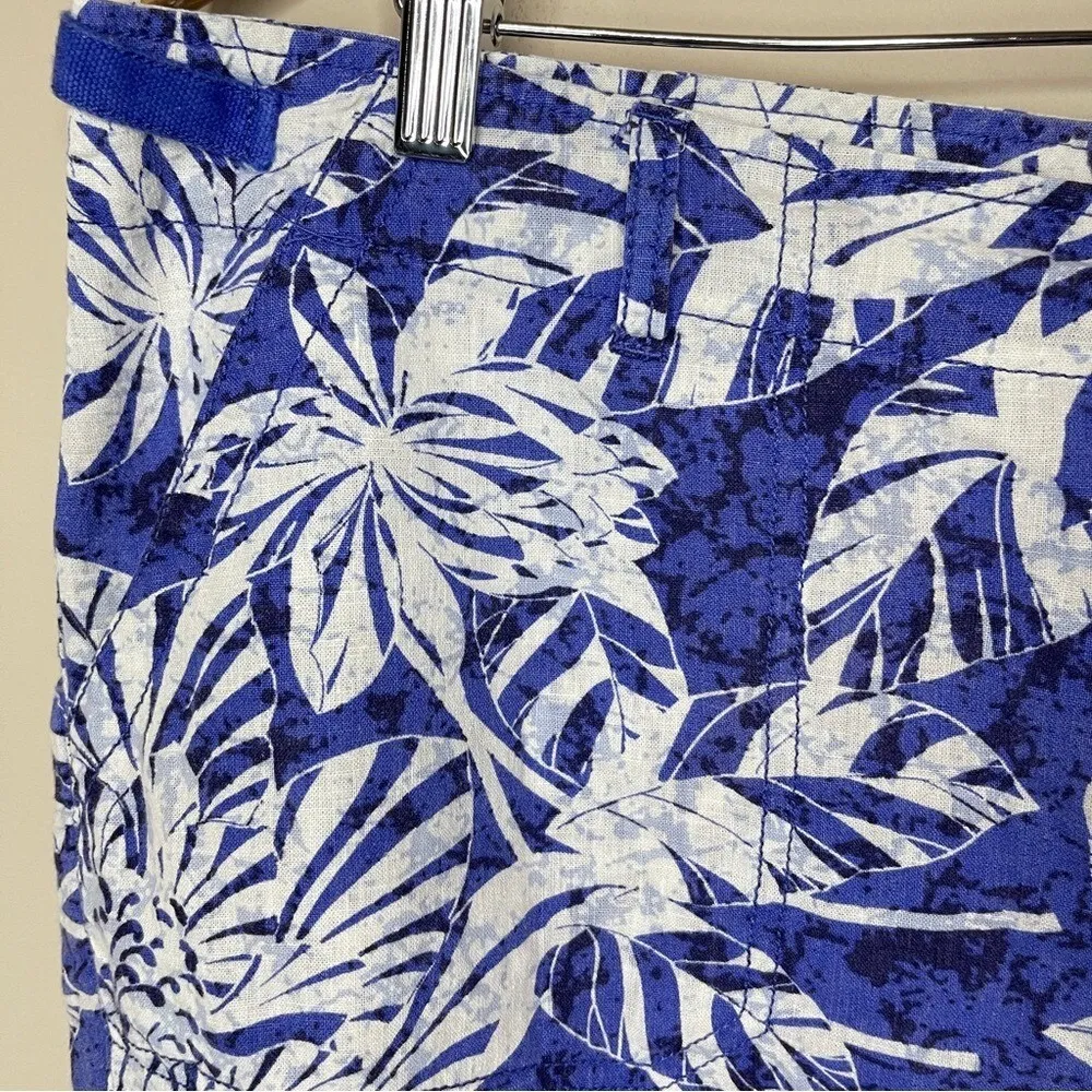 CARIBBEAN JOE‎ Tropical Floral Linen Blend Cargo Shorts, Size 14 - Image 3