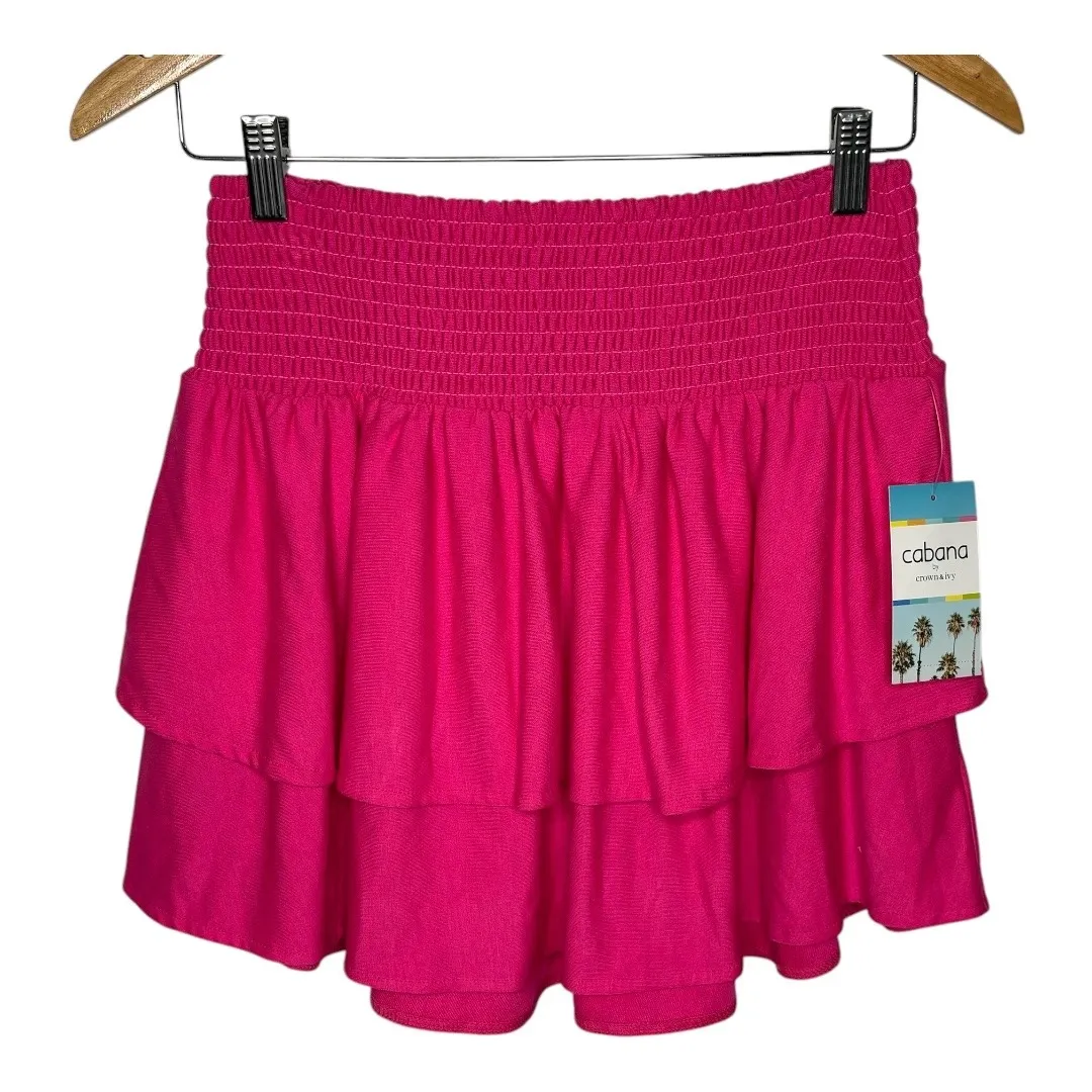 Cabana by Crown & Ivy Baby Terry Ruffle Skirt Smocked Hot Pink Size‎ Medium New - Image 2