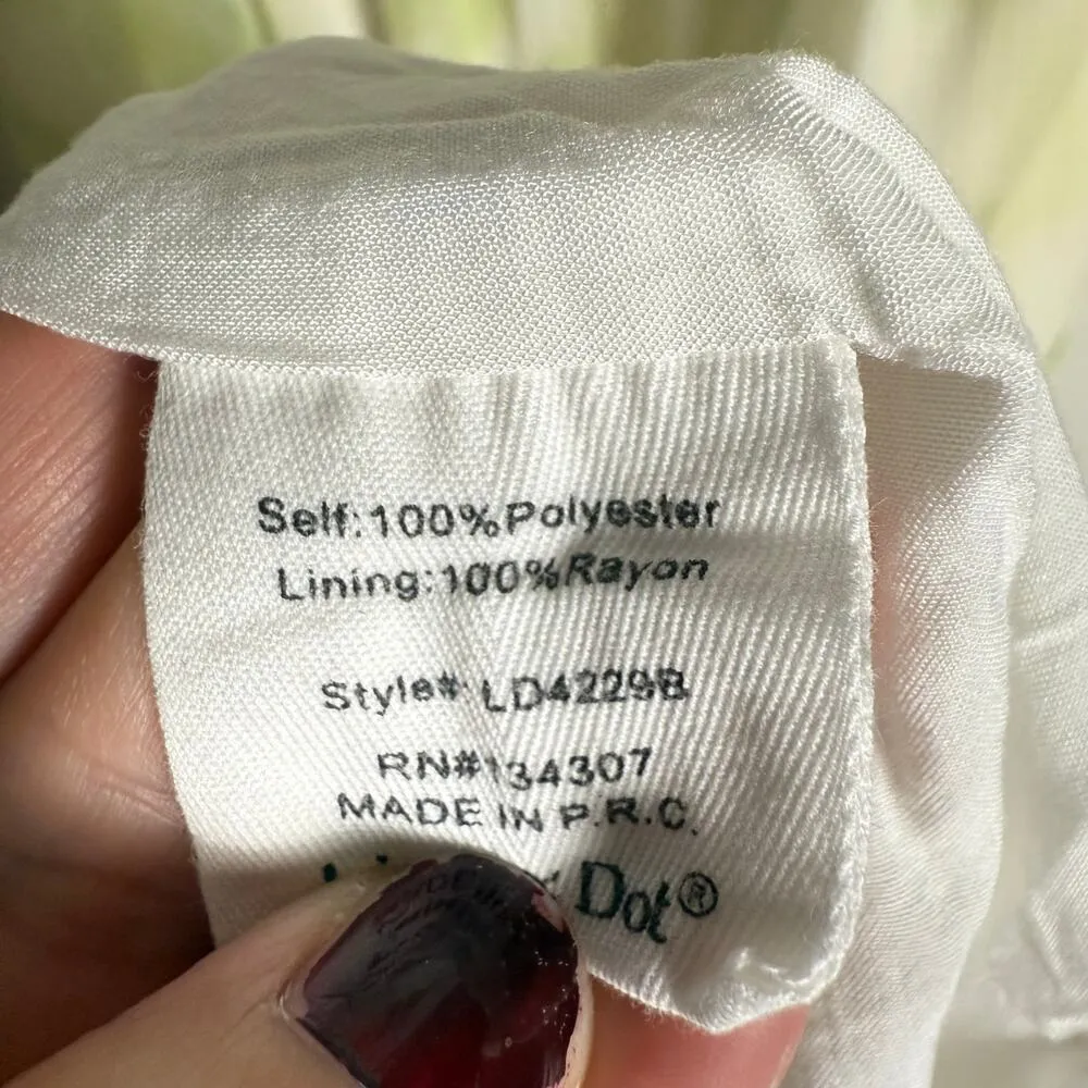 Line + Dot Palm Green Tie Dye Print Square Neck Tie Strap Tiered Maxi Dress Sz L - Image 15