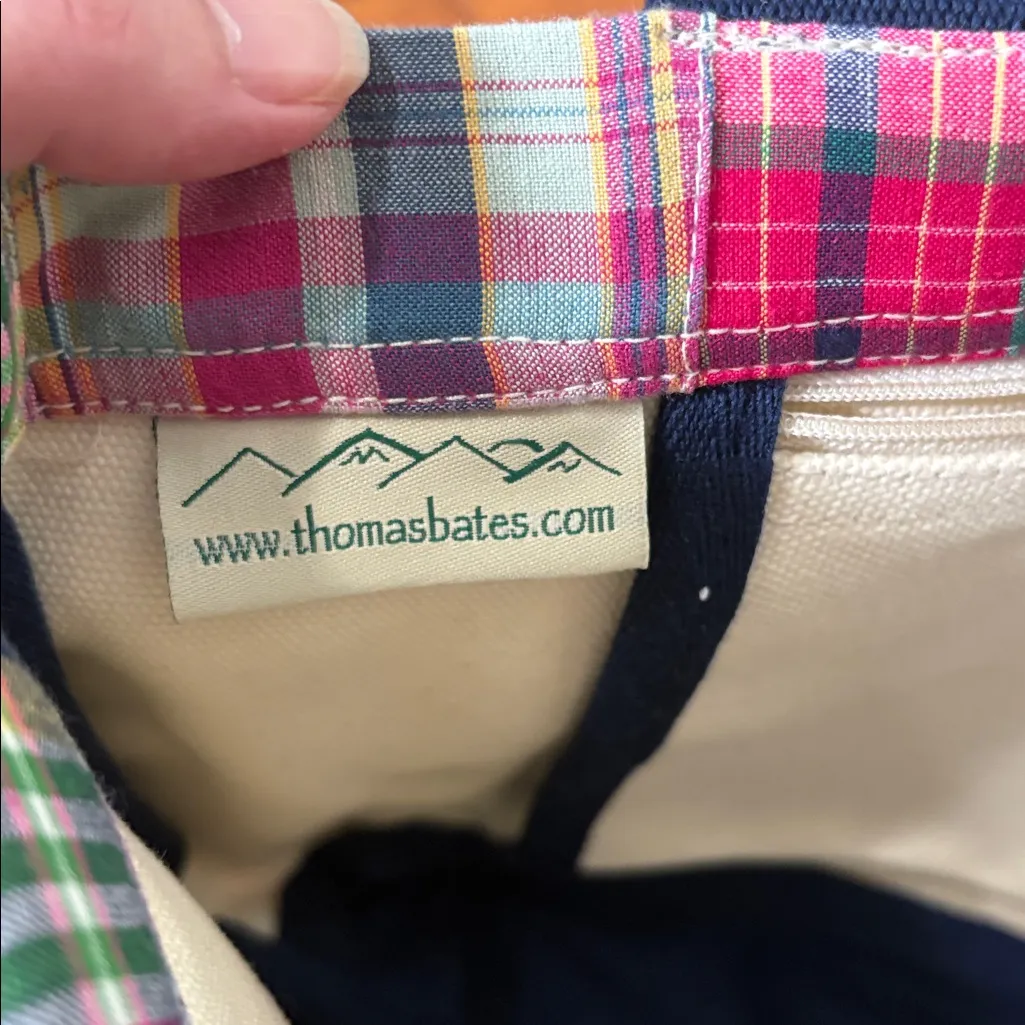 Thomas‎ Bates Patchwork Madras Canvas Purse Colorful Plaid Blue - Image 5