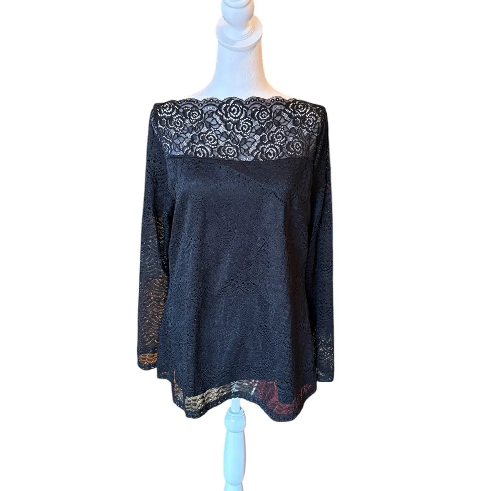 Adiva Lacey Long Sleeve Top Whimsygoth Romantic Womens Large Black NWT - Image 3