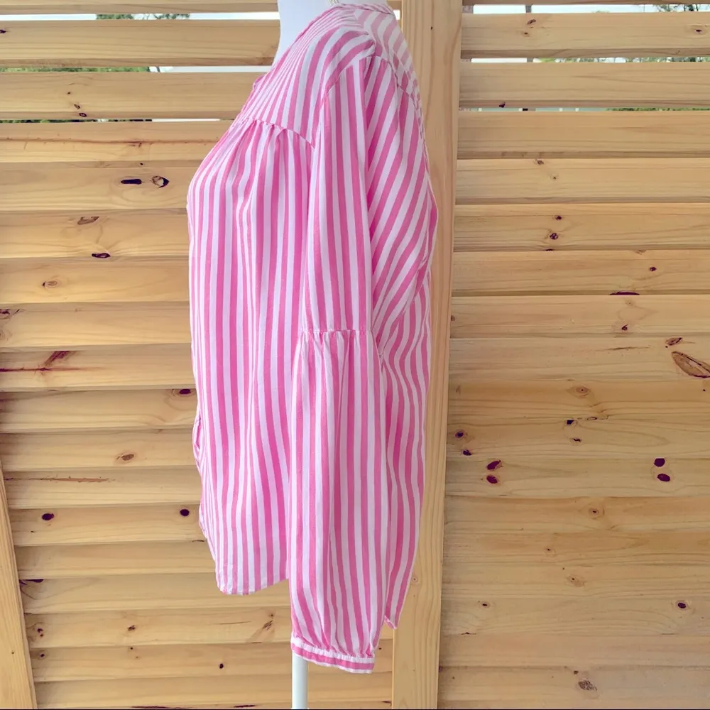 Old Navy Pink Striped Balloon Sleeve Tunic L - Image 5