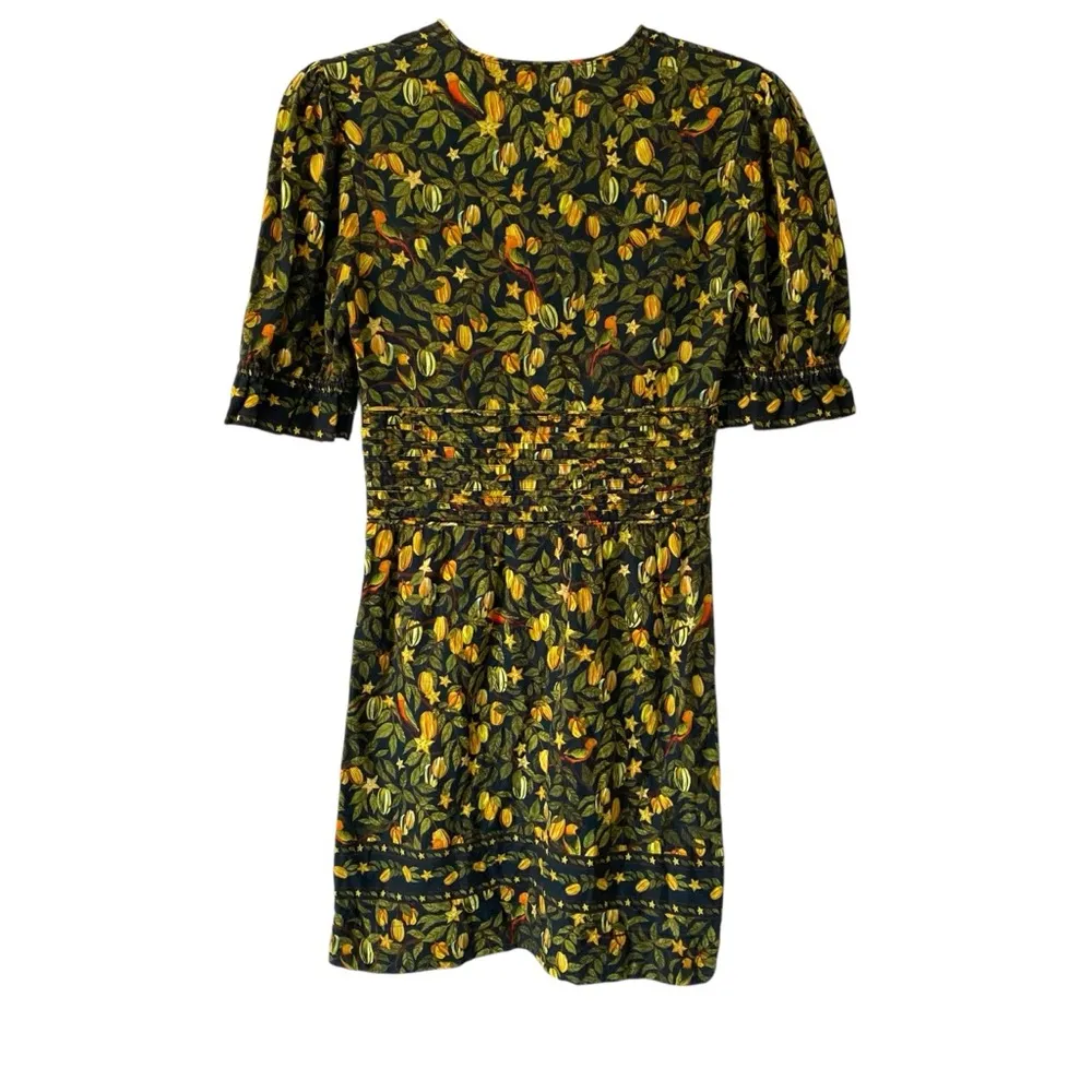 Farm Rio Star Fruit Linen Blend Yellow Black Mini Dress size XS - Image 7