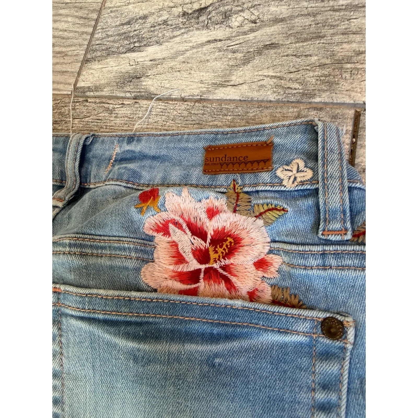 Sundance Primrose Denim Jeans size 27 Mid Rise Skinny Ankle Jean Distressed Boho - Image 15