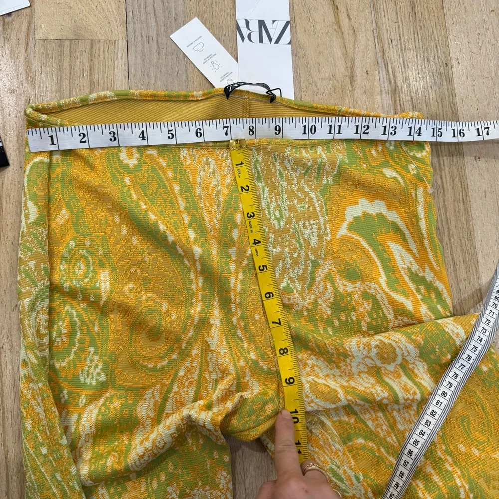 Zara jacquard flare yellow mustard pants NEW - Image 6