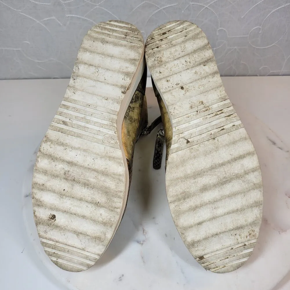 SILENT D Anthro OHMY Booties EU 38 US 7.5 Gold Leather Snakeskin Zipper Ankle - Image 9