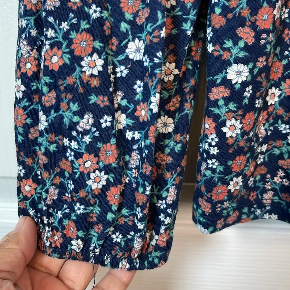 Lucky Brand Navy L/S Peasant Square Neck Blouse Shirt Size Large EUC #0550-OC - Image 3