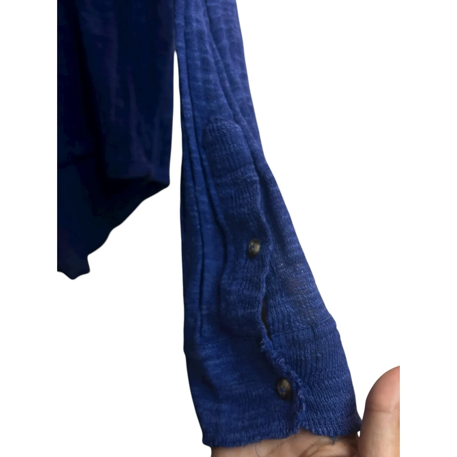 Free People Beach Coverup Medium Blue Tunic Semi Sheer Button Up - Image 7