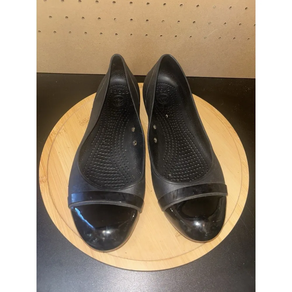 Crocs Womens Brynn Ballet Flats Shoes Black Slip On Strap Round Toe Comfort Sz 9 - Image 7