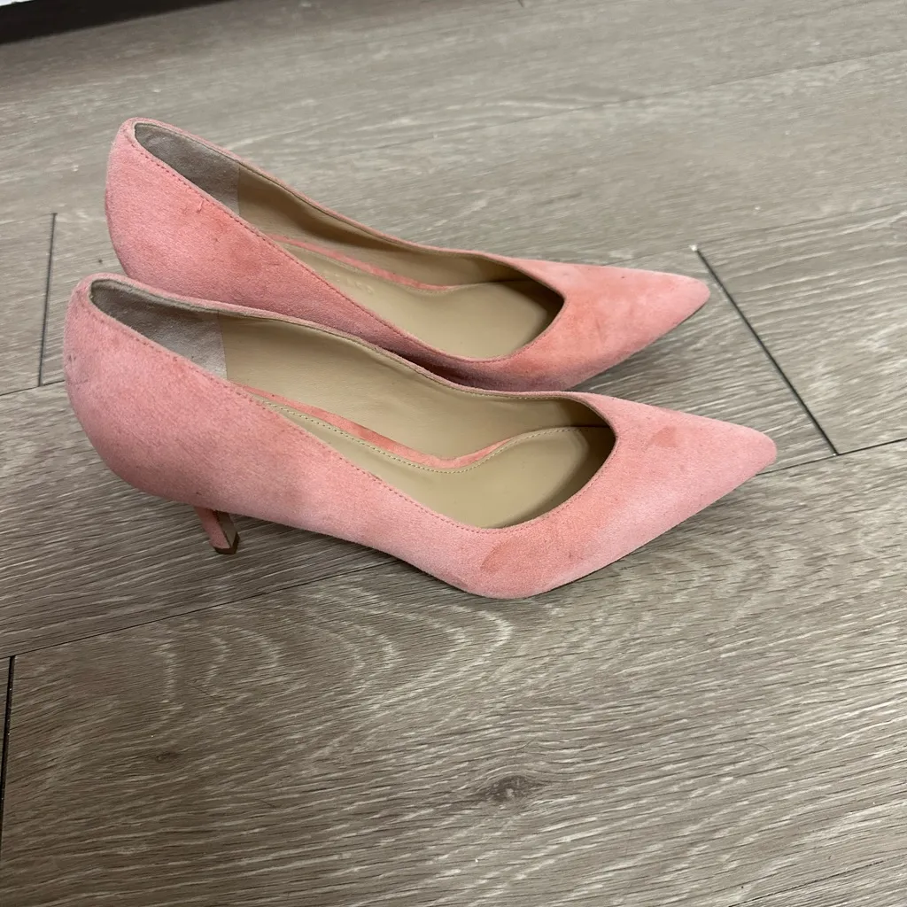 Veronica Beard Pink Suede Pointed Toe Stiletto Pumps Size 7 - Image 4