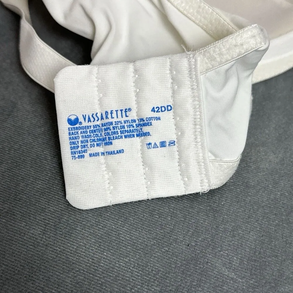 Vintage Vassarette Bra Size 42DD White Flower Mesh Overlay Underwire 75-899 - Image 9