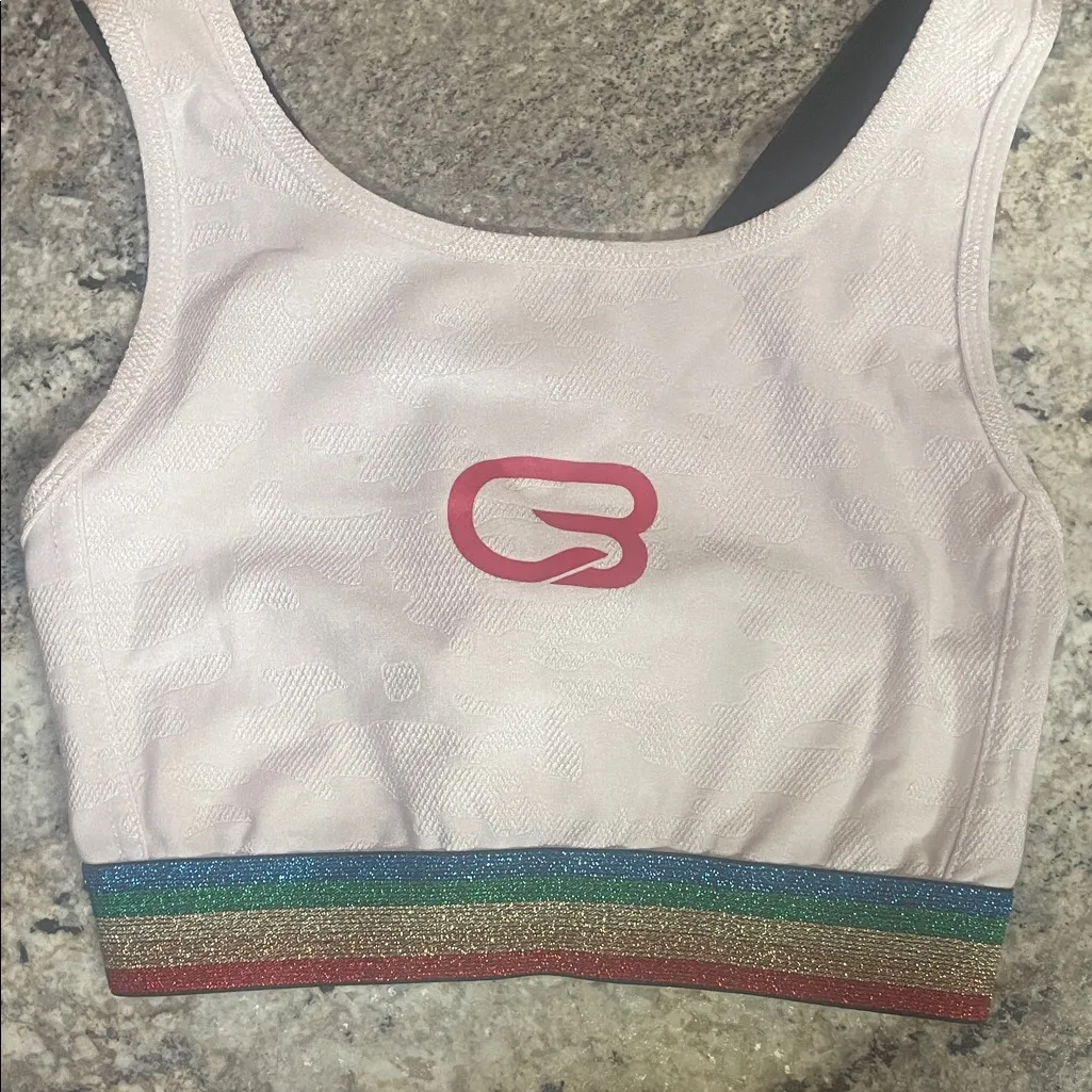 Women's Sports Bra with Rainbow Band Red Size M - Image 2