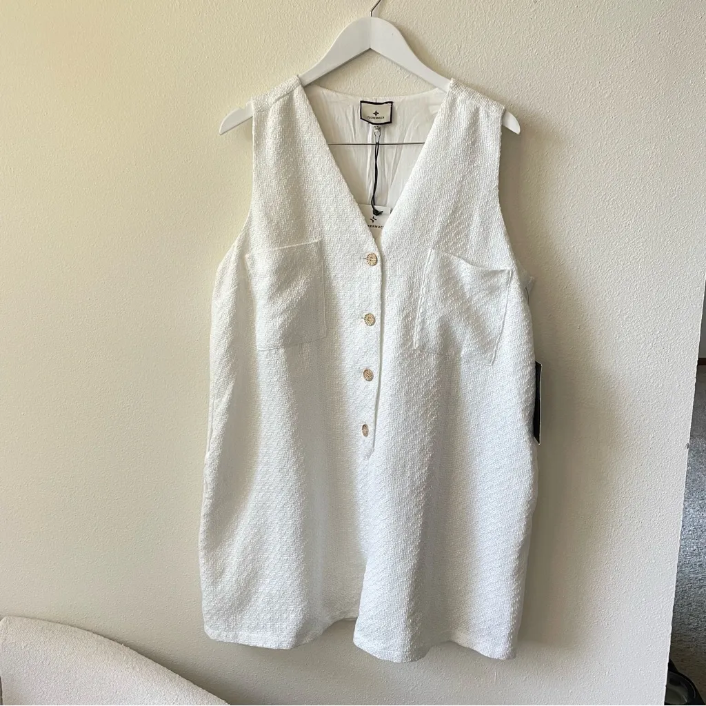 Tuckernuck White Textured Myla Romper in Size XXL - Image 4