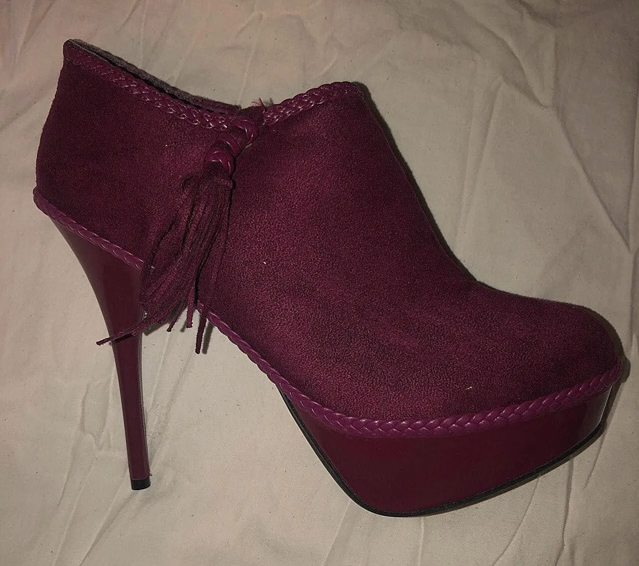 JustFab Burgundy Platform Heels - Image 2
