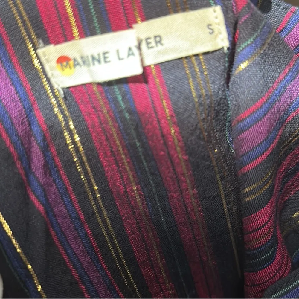 Marine Layer Jamie Banded Collar Top in Lurex Multi Stripe - Image 7