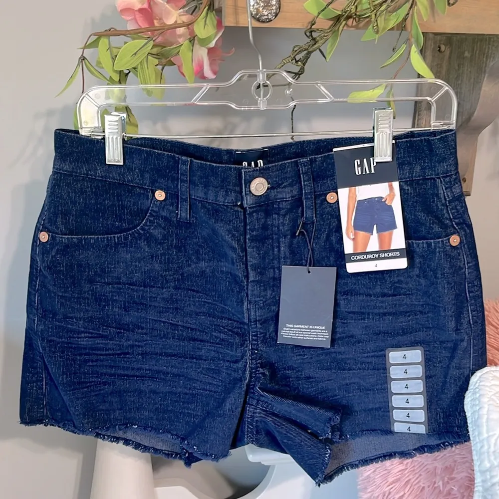 GAP Corduroy Shorts Medieval Blue Cords Cutoffs Womens 4 - Image 4