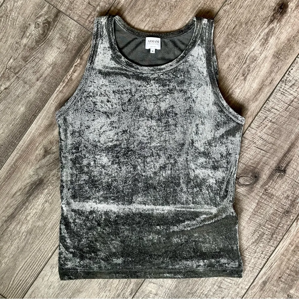 Armani Collezioni Snakeskin Printed Velvet Tank - Image 7