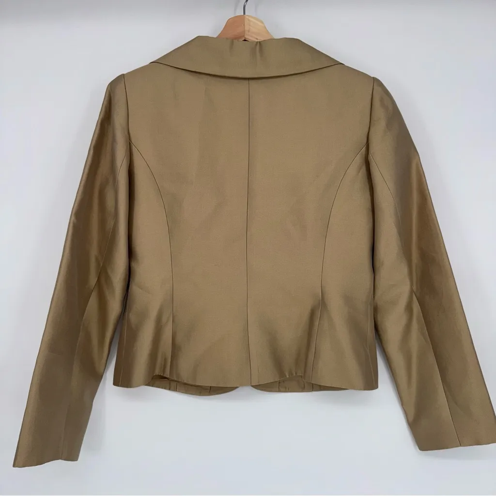 Beautiful Silk &Cotton Blend Formal Brown Blazer, black tie, Talbots size 10 - Image 2