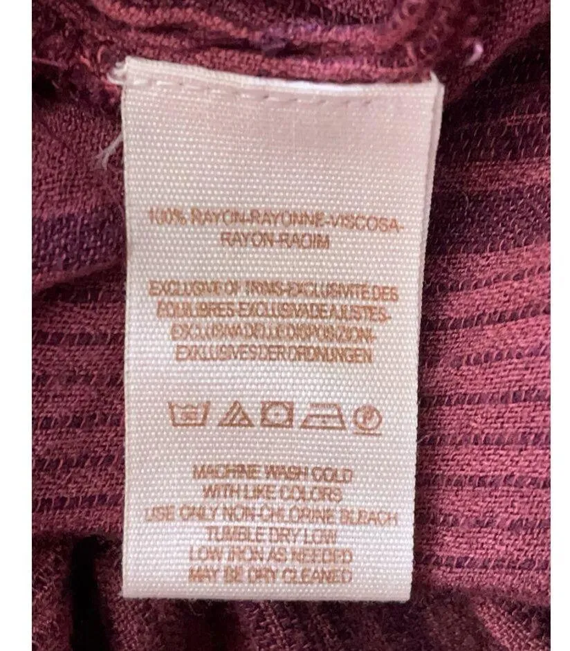 Free People Stripe Orange Burgundy Ombre Baby Blues Tie Shoulder Top Size Medium - Image 8