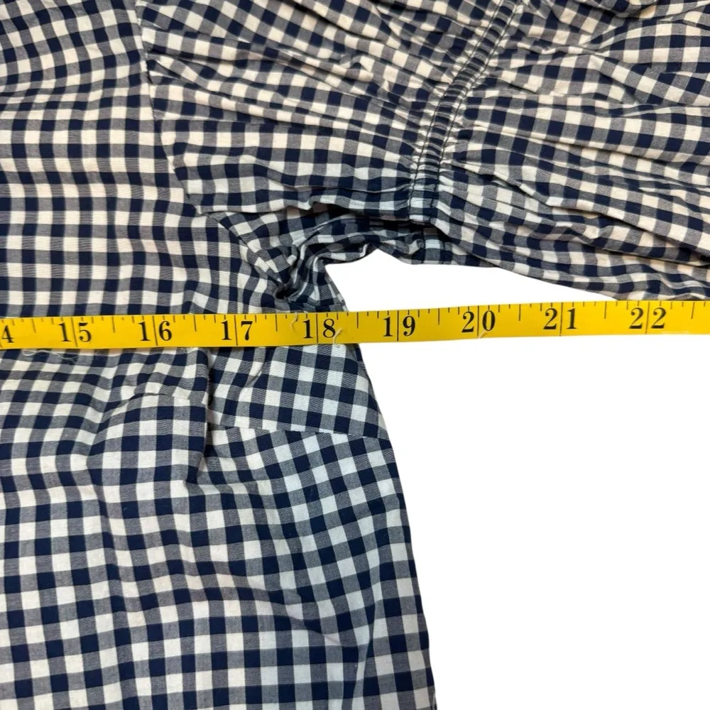 Melissa Paige Blue White Gingham Embroidered Blouse Puff Sleeves Small Petite - Image 6