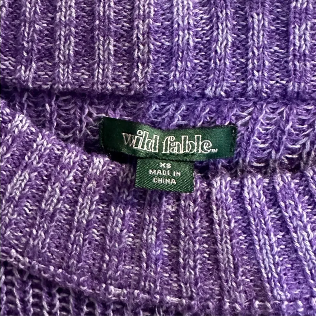 Wild fable purple cropped cable knit crewneck sweater XS - Image 8