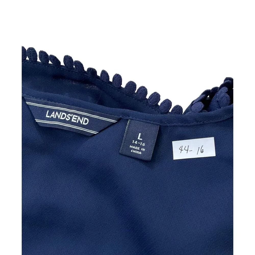 Lands End Blue Sheer Kimono Sleeve Cover Up Dress Women's Size Large | 44-16 - Image 4