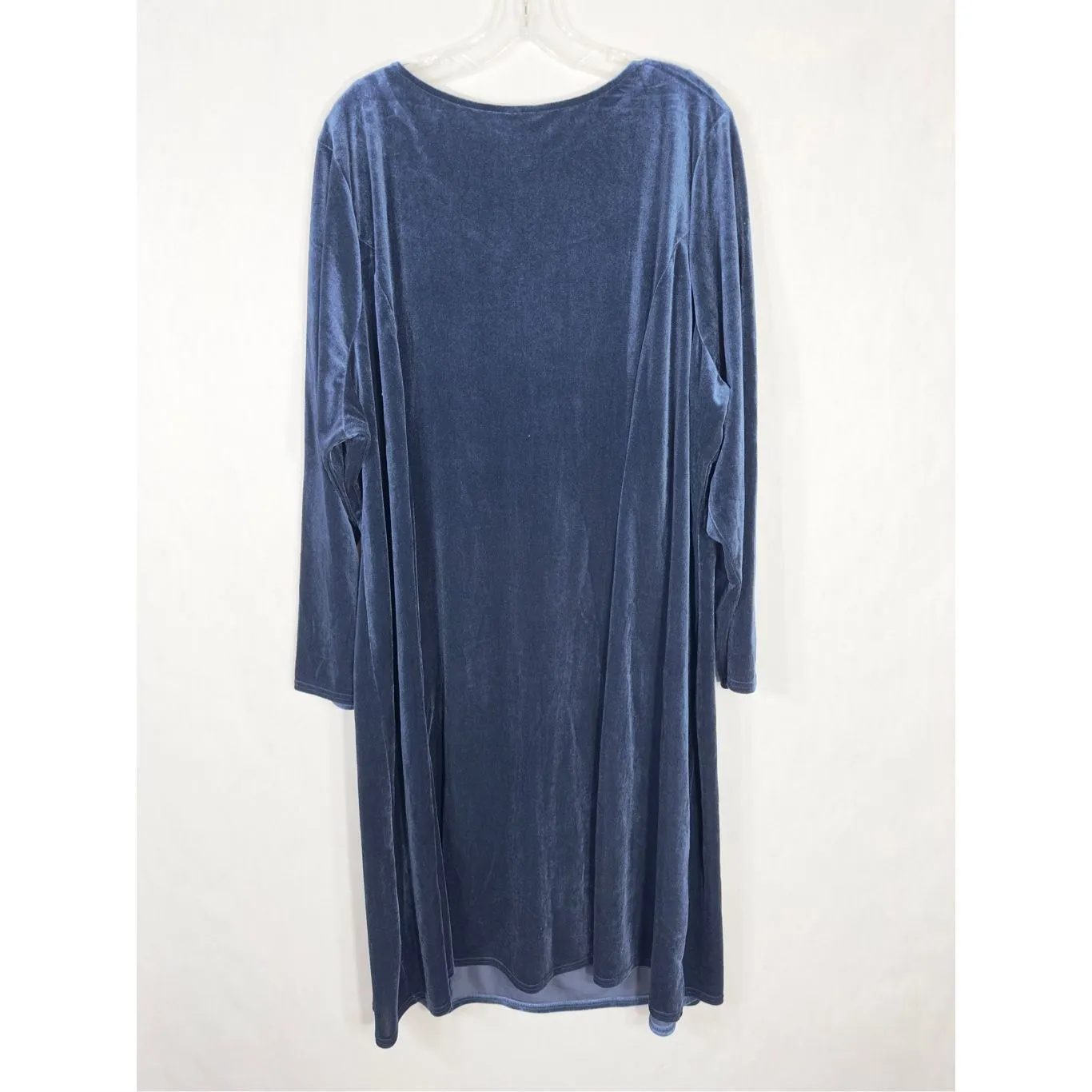 Quacker Factory Plus Size 3X Dress Blue Velvet Embroidered Rhinestone Midi 465 - Image 2