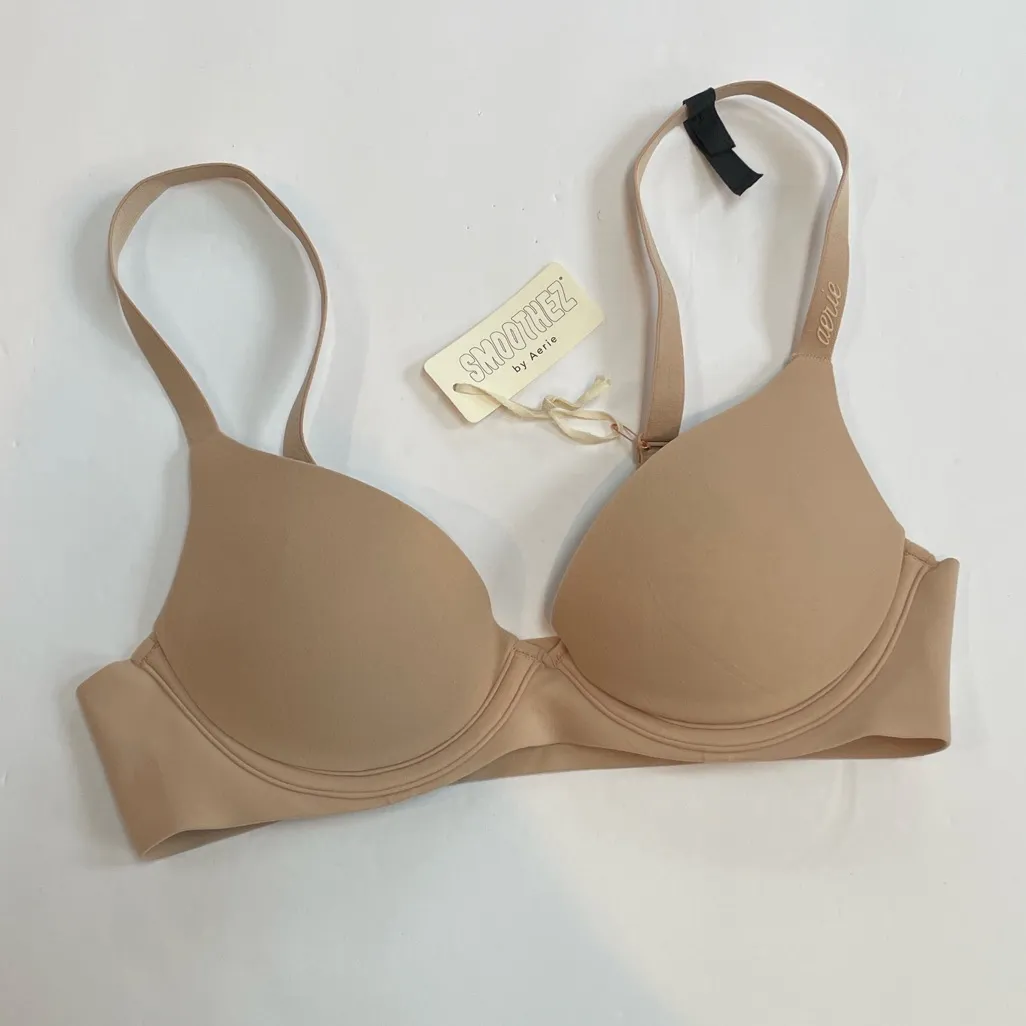 AERIE Smoothez Pull On Push Up Plunge Bra in Sand Tan Beige Size 32A NWT - Image 5