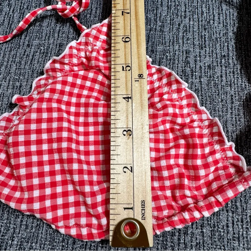 Good American Gingham Lattice Edge Bikini Top - Image 12