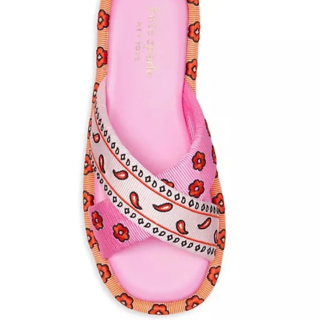NEW kate spade new york Rio Bandana Patchwork Slides Sandals shoes size 7 women - Image 9
