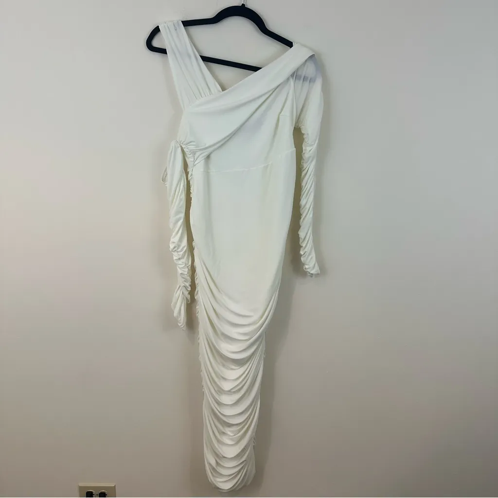 Club L London White Ruched Maternity Midi Dress Size 6 Women's - Image 2