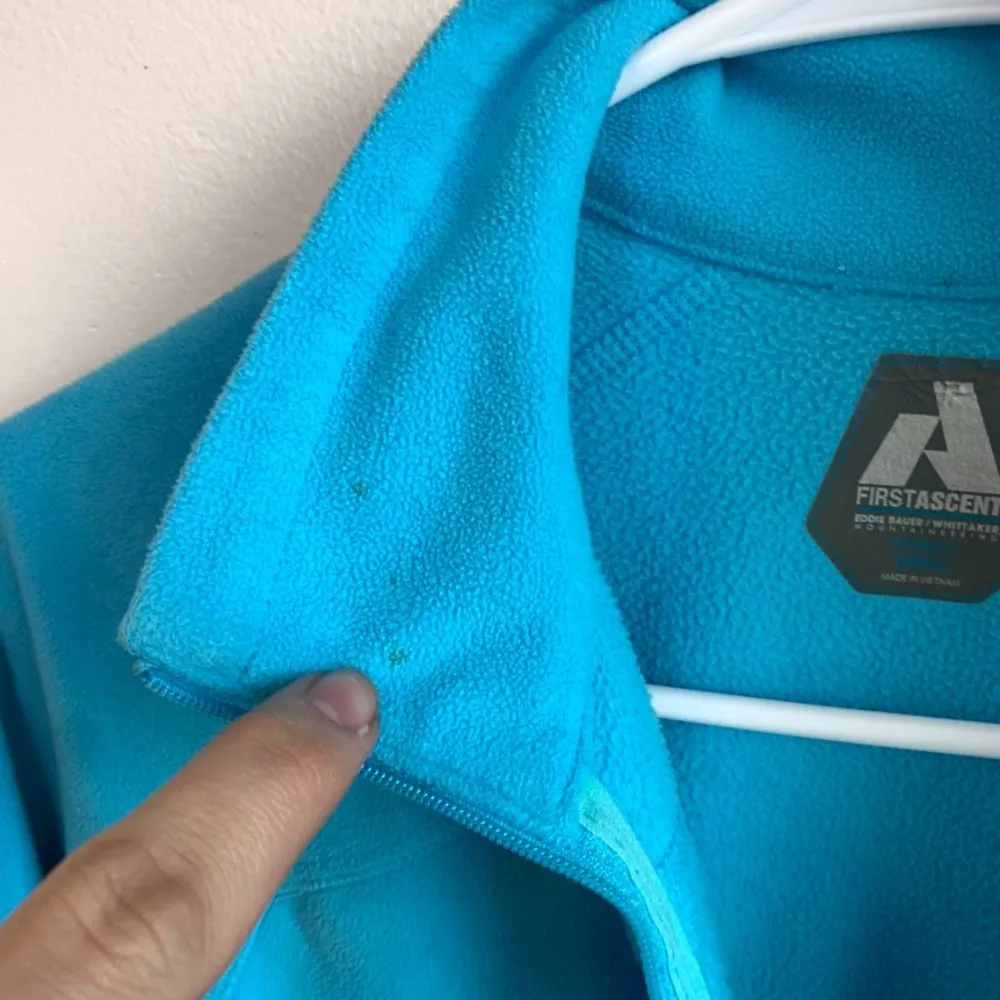 Eddie Bauer First Ascent Light Blue & Gray Fleece Quarter Zip Jacket - Image 7