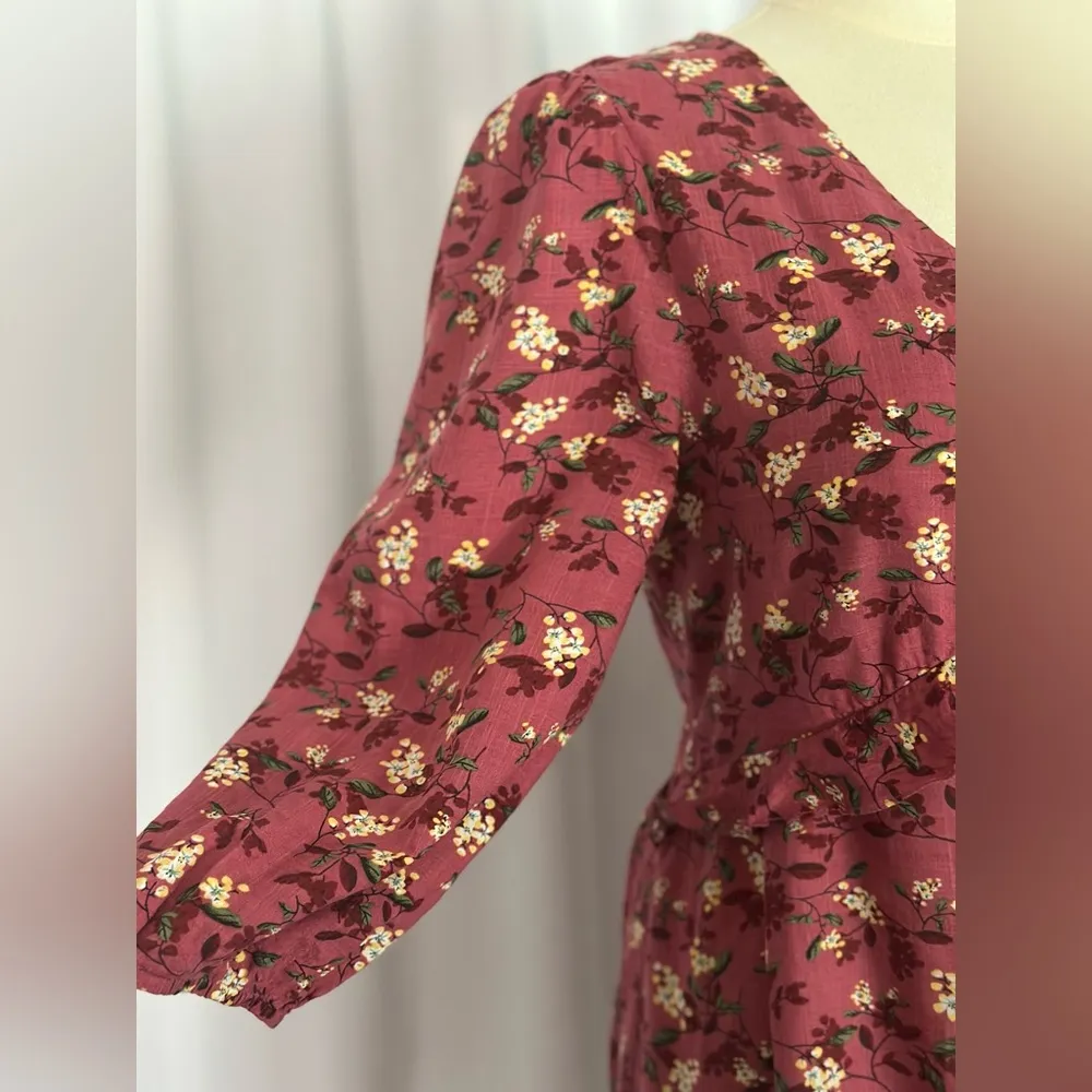 Lush Floral Print Red Women's Mini Dress (671) - Image 5