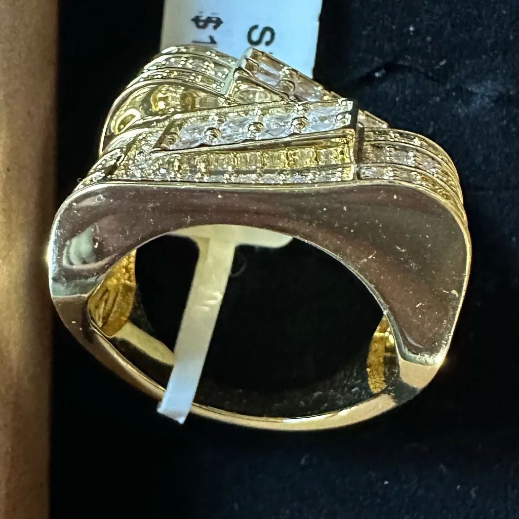 Gold Micro Pave Erass CZ Ring size 9 new in box - Image 6