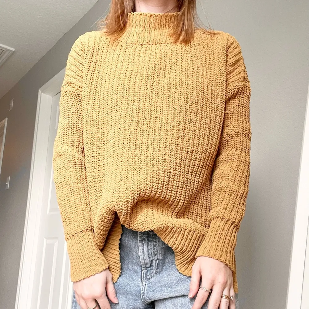 Aerie Yellow Chenille Knit Sweater - Image 3