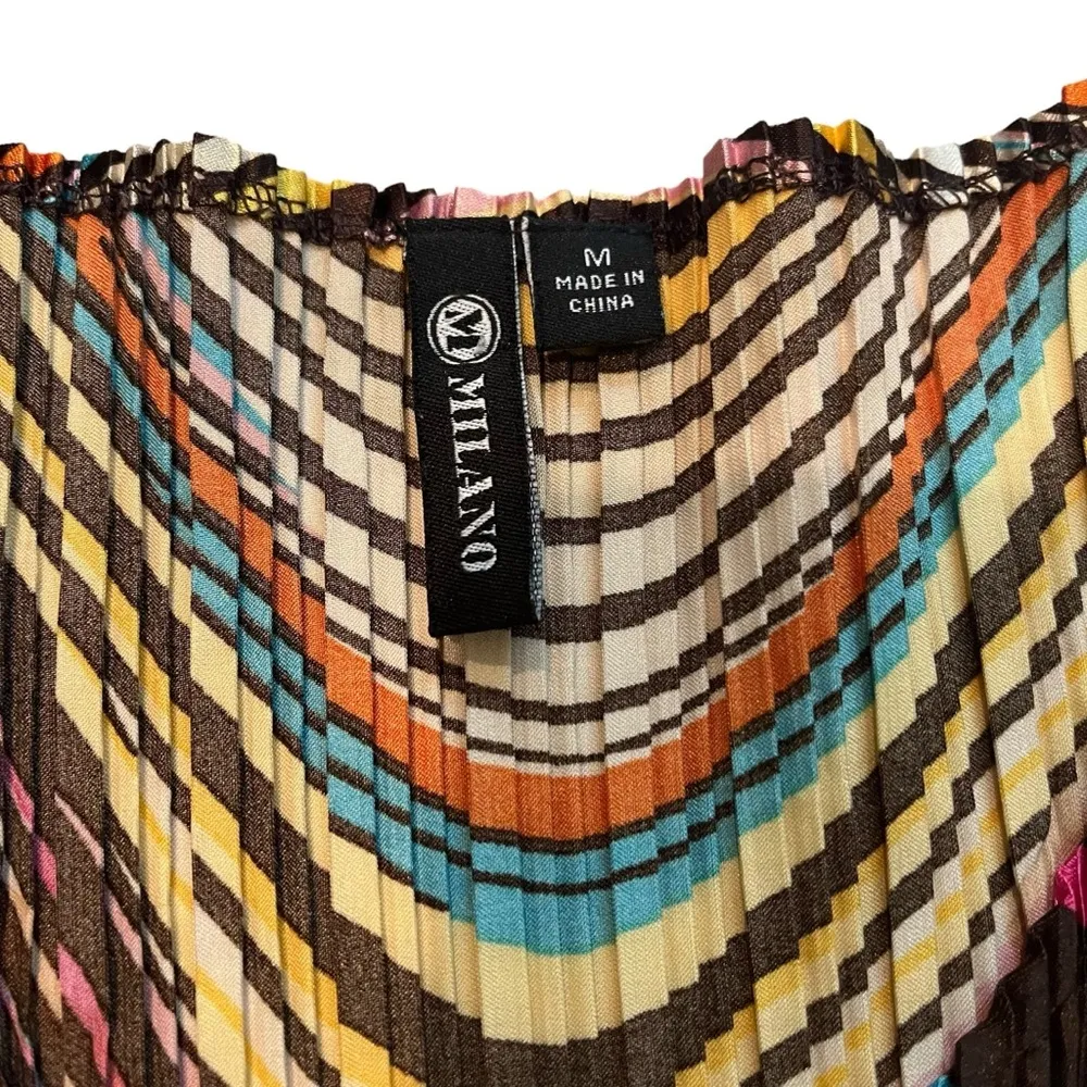 Vintage MILANO Groovy Print Accordion Pleated Top, Sz M Size M - Image 11
