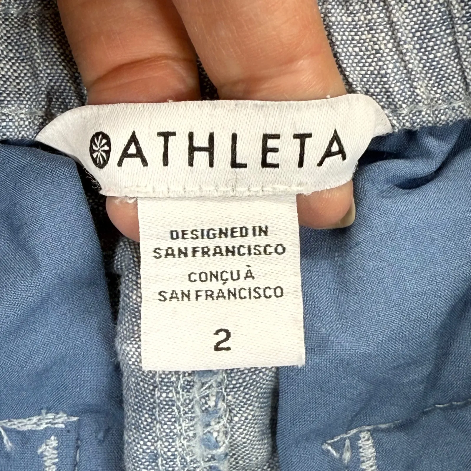 Athleta‎ Linen Blend Jogger Pants Lightweight Drawstring Waist Blue Size 2 - Image 6