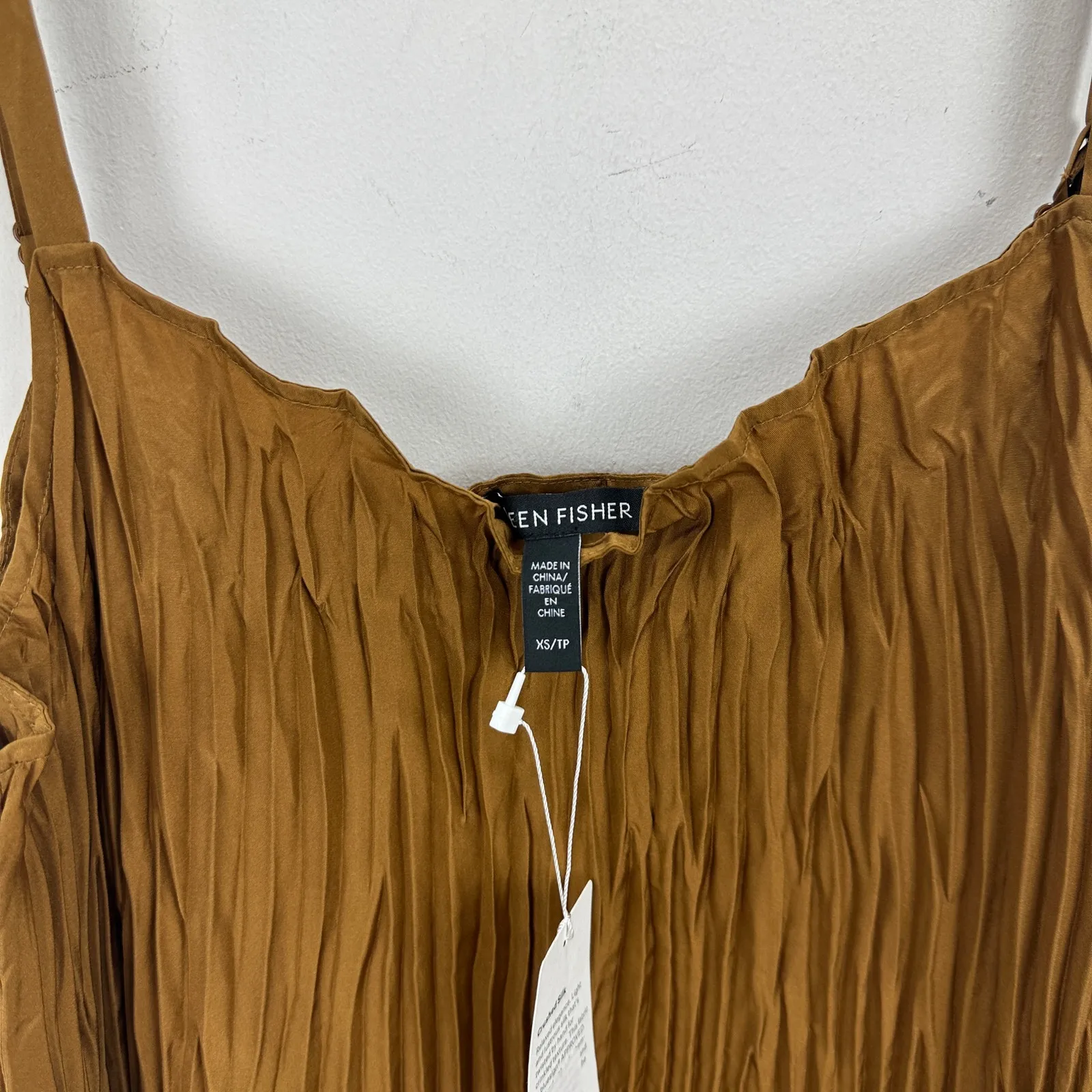 Eileen Fisher Crushed Crinkle Silk Cami Top Bronze Minimalist Relaxed XS NWT - Image 7