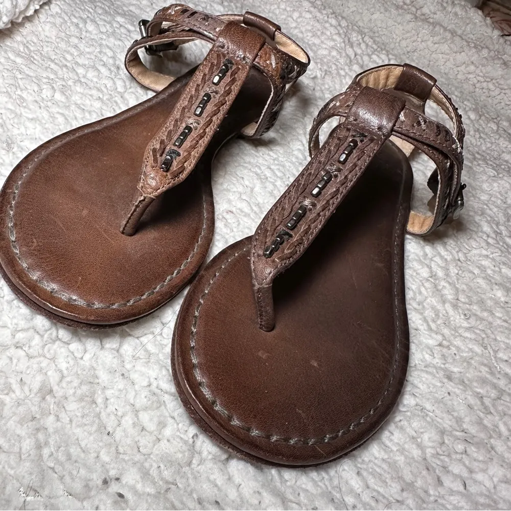 Frye Carson Brown Leather Boho Thong Sandals Sz 7 - Image 15