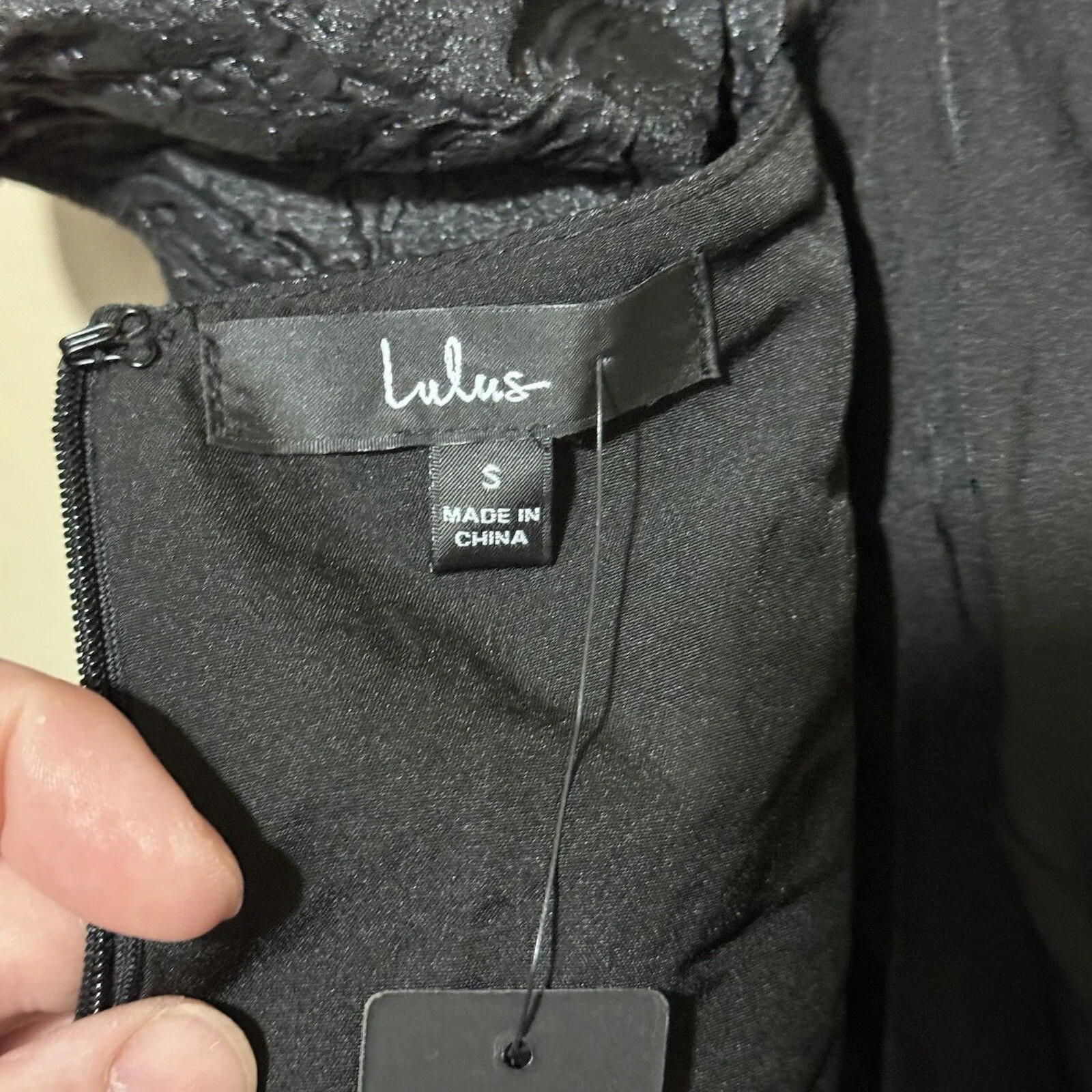 NEW Lulus Adorable Mood Black Floral Jacquard Puff Sleeve Babydoll Dress Size S - Image 4