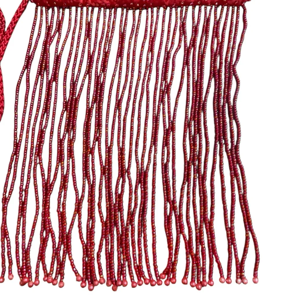 Vintage Designer Meg Christopher Beaded Tassle Evening Bag with Crossbody Strap - Image 3