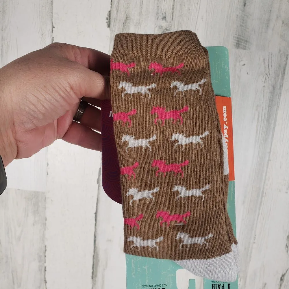 NWT Justin Boots Fashion Cushioned Sole Horse Crew Socks Women's Size Small - Image 6