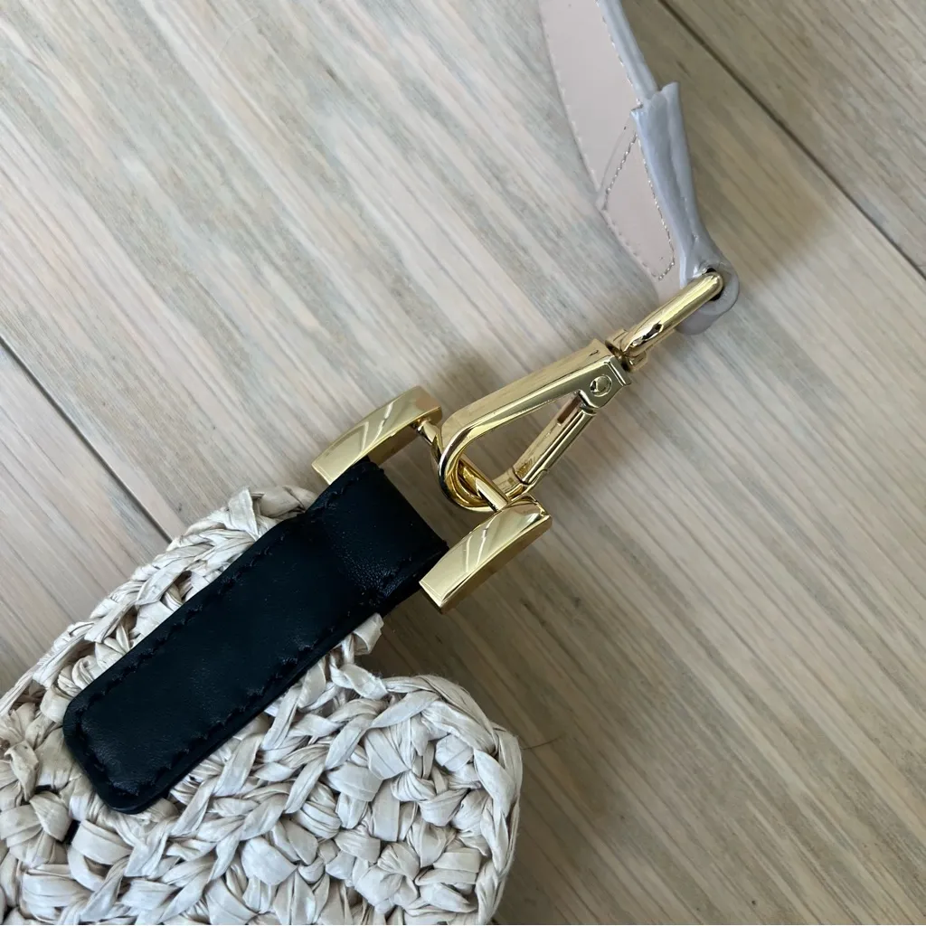 Anine Bing Lou Monogram Bag in Natural & Cognac with Replaced Strap - Image 7