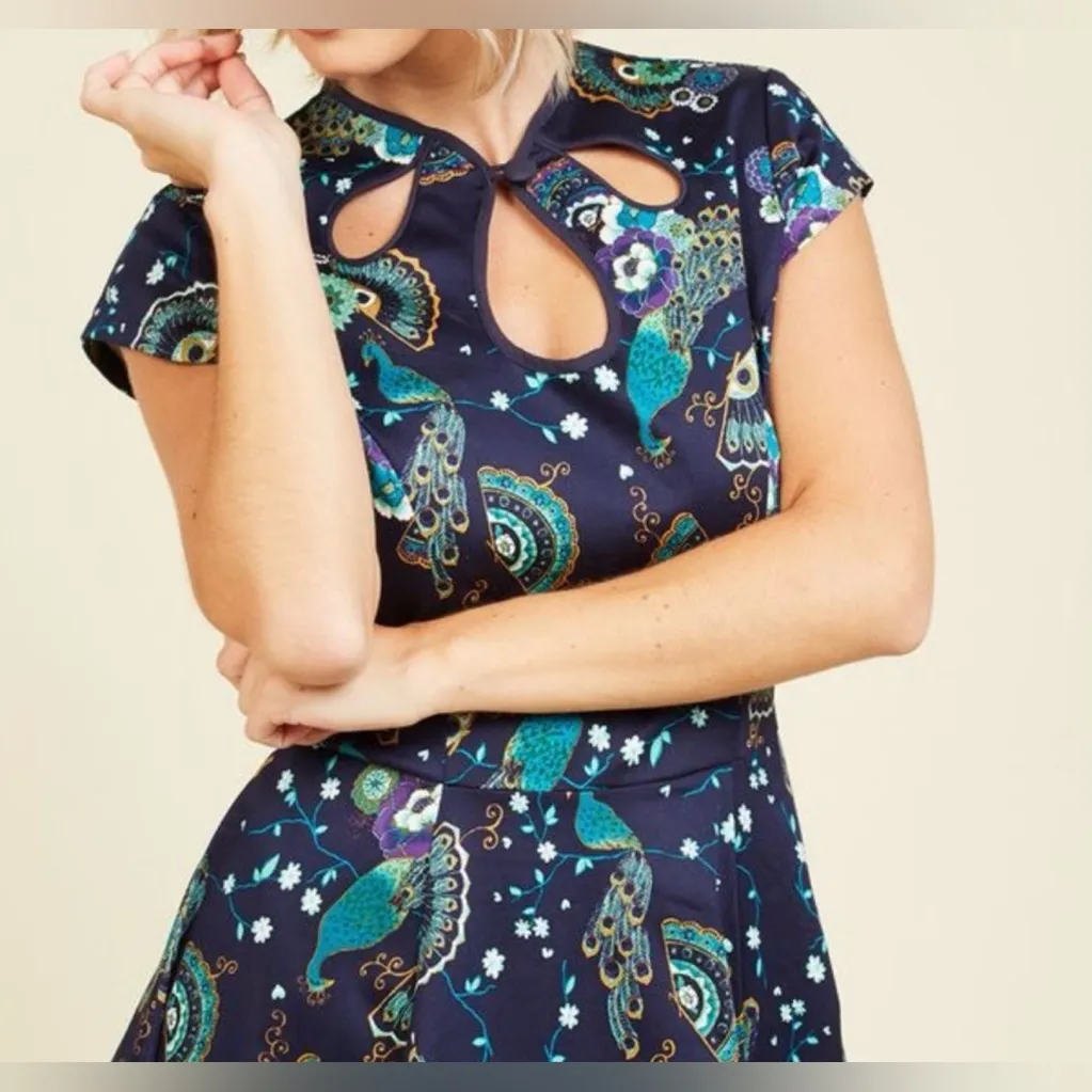 Banned Apparel Dancing Days Proud Peacock Paisley Retro Pinup Swing Dress 3XL - Image 3