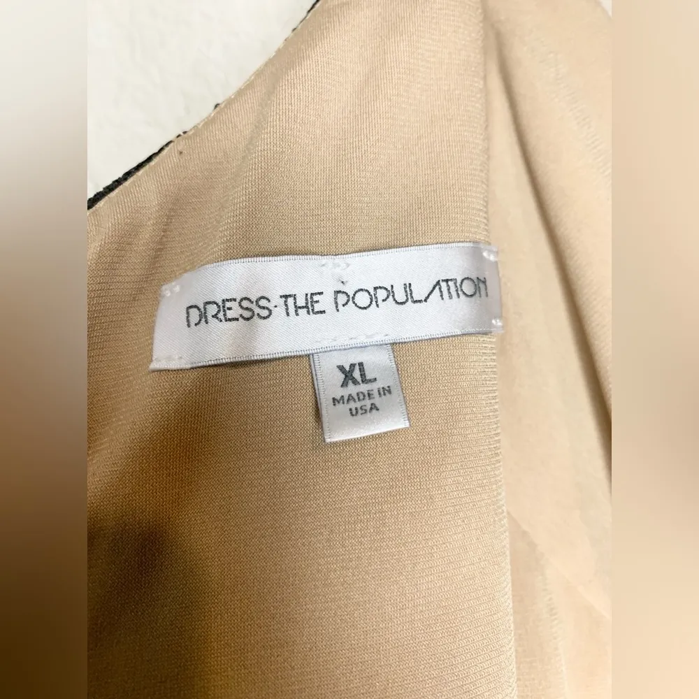 Dress the Population Audrey Floral Appliqué Lace Dress Black and Nude Size XL - Image 10