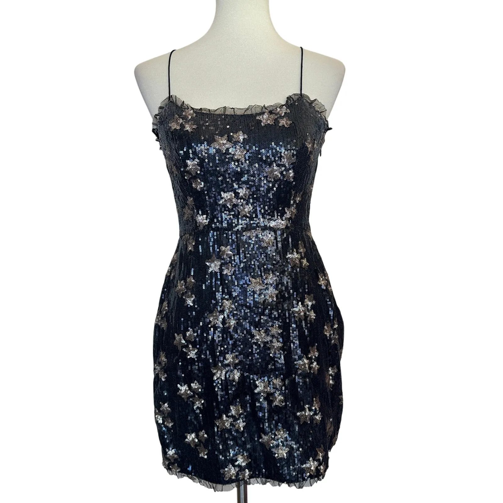 The East Order Black Star Sequin Mini Slip Dress MEDIUM Cocktail Celestial $159 - Image 4