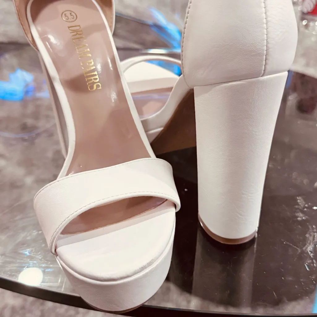 DREAM PAIRS White High Heel Platform Sandals - Image 6