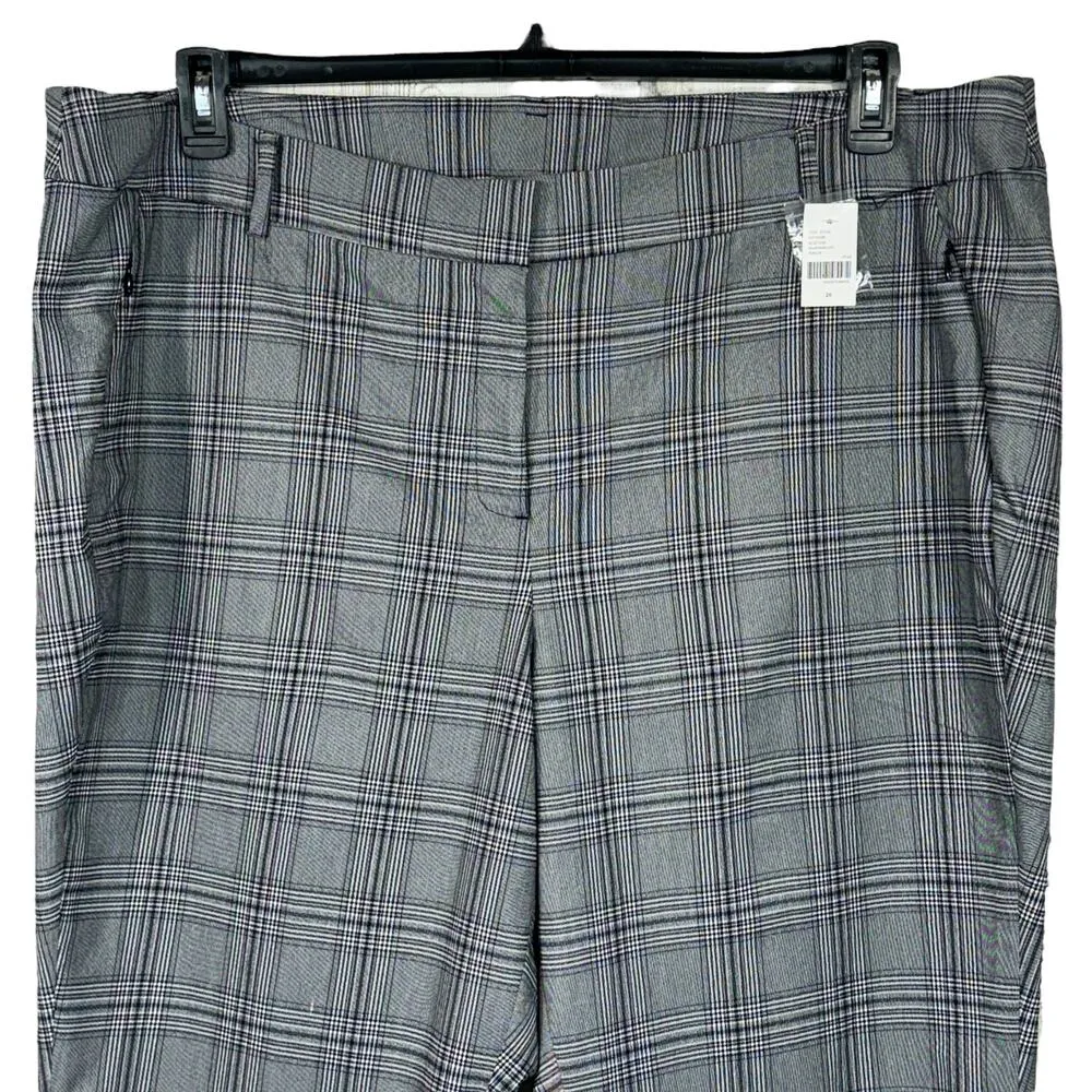 Lane Bryant SZ 26 Dress Career Pants Plaid Zip-Fly Stretch Pocket Flat Front New - Image 2
