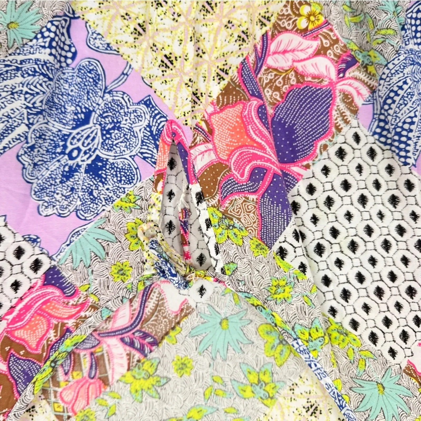 Victoria Secret Mutli Color Patchwork Peplum Tunic Womens M Boho Beachy Coverup - Image 5